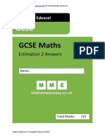 GCSE Maths Worksheet 2 Estimating Answers