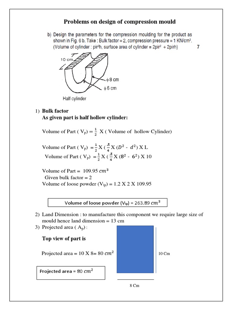 Problems On Design Of Compression Mould Pdf Volume Physics