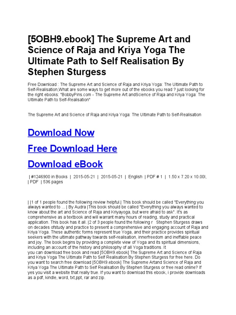 5obh9 Ebook The Supreme Art And Science Of Raja And Kriya Yoga The