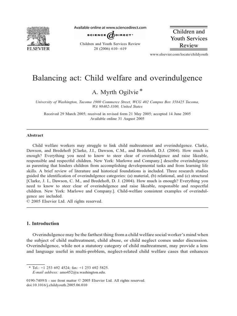 Overindulgence in Child Welfare Issues | PDF | Child Protection | Child ...