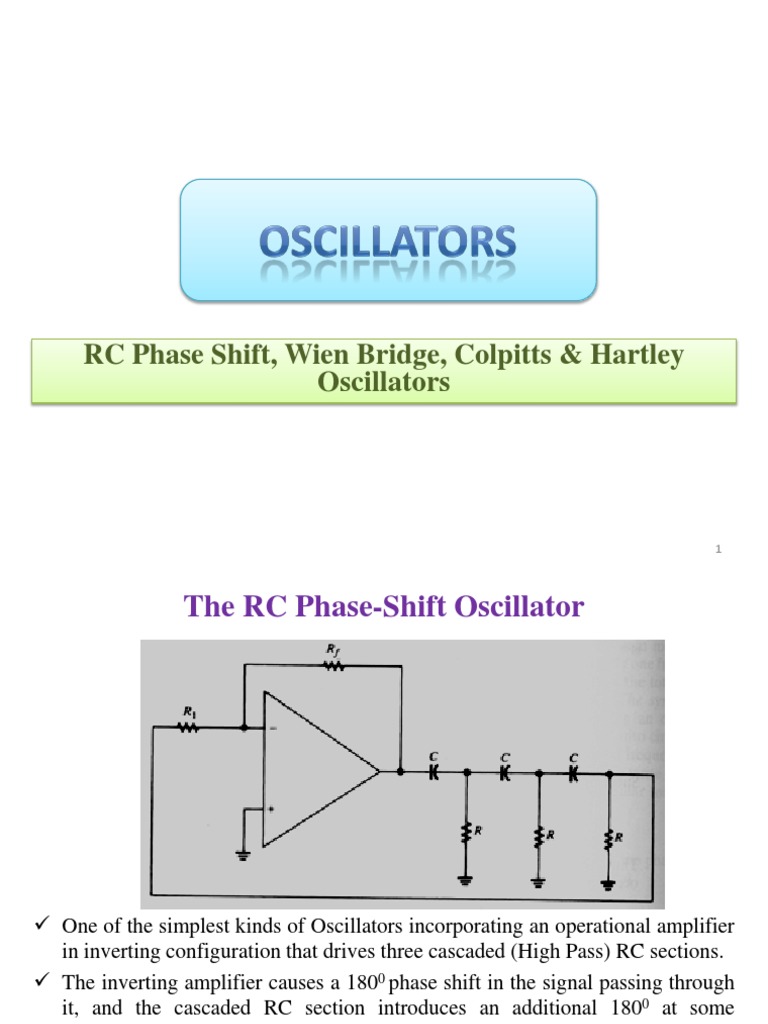 RC Phase Shift, Wien Bridge, Colpitts & Hartley Oscillators | PDF ...