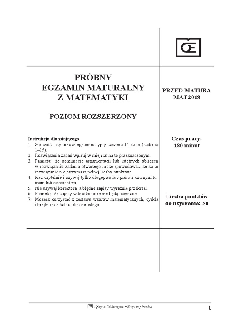 Próbny Egzamin Nowa Era 2018 Próbny Egzamin 2018 PR | PDF