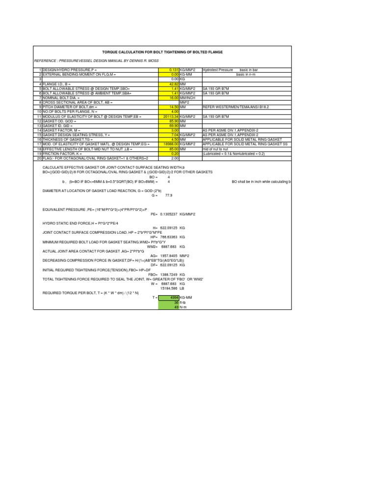 Bolt Torque Calculation PDF Screw Mechanics