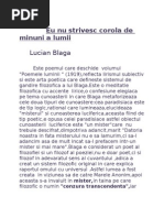 Eu Nu Strivesc Corola de Minuni A Lumii, Lucian Blaga