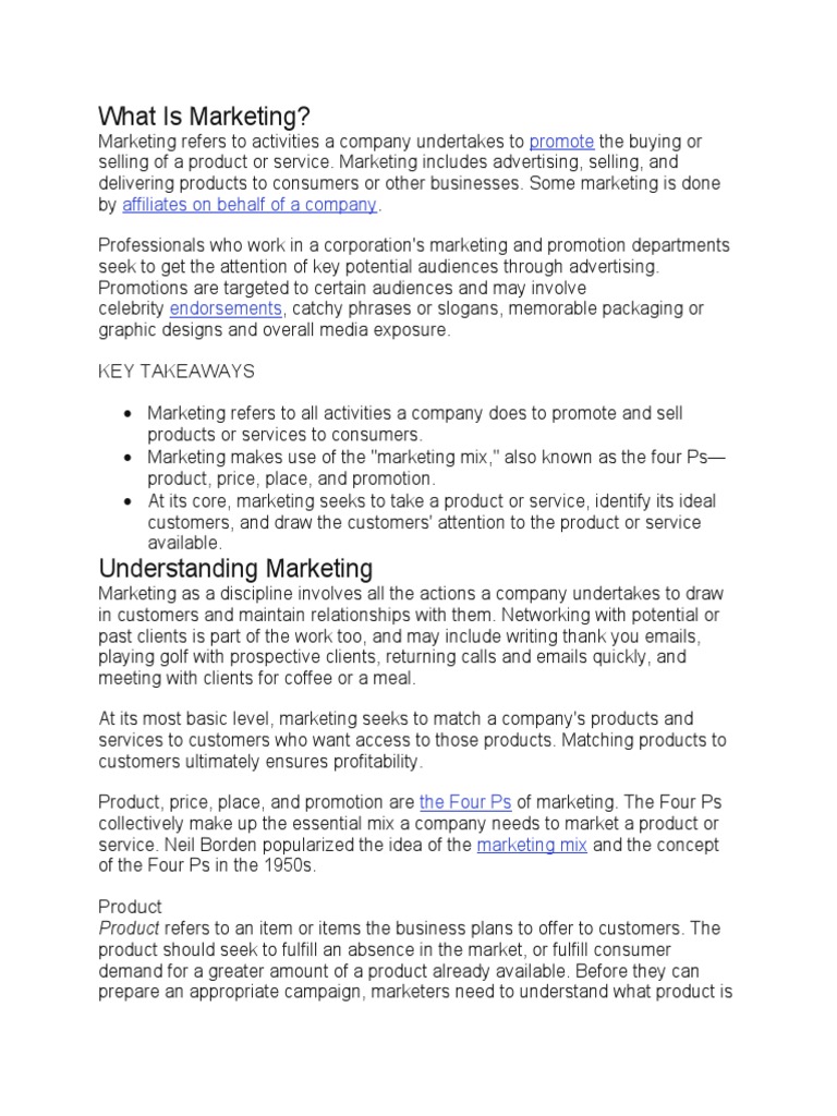What Is Marketing PDF Marketing Product (Business)
