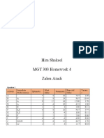 Hira Shakeel MGT 303 Homework 4 Zahra Azadi