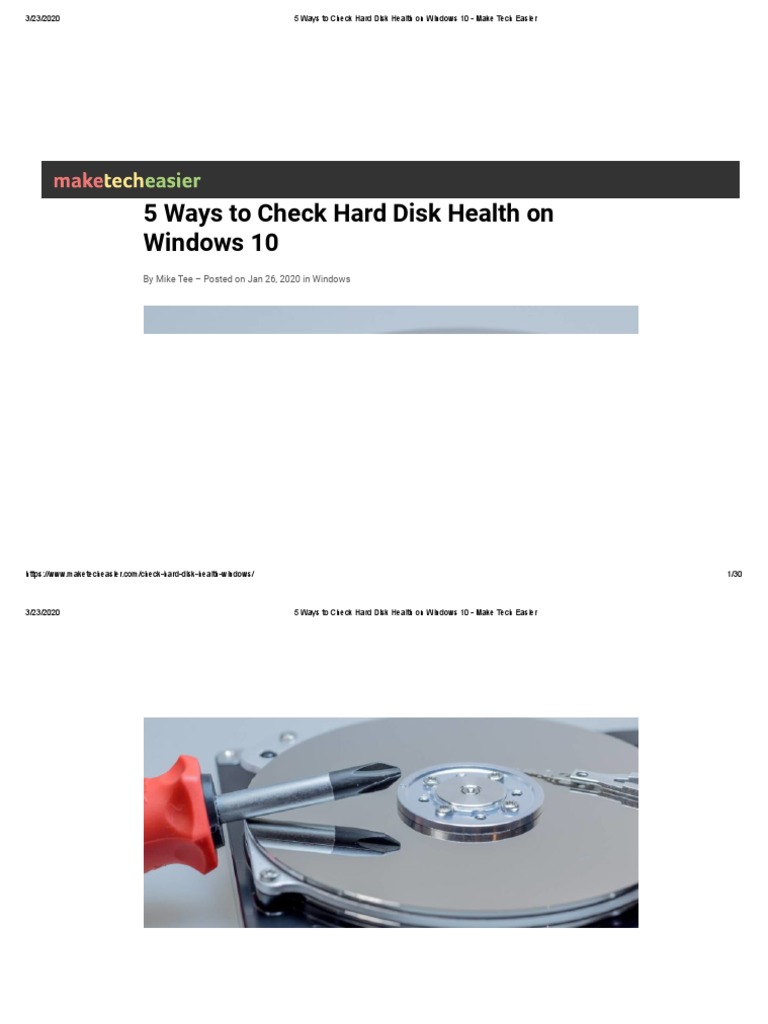 5 Ways To Check Hard Disk Health On Windows 10 - Make Tech Easier PDF ...