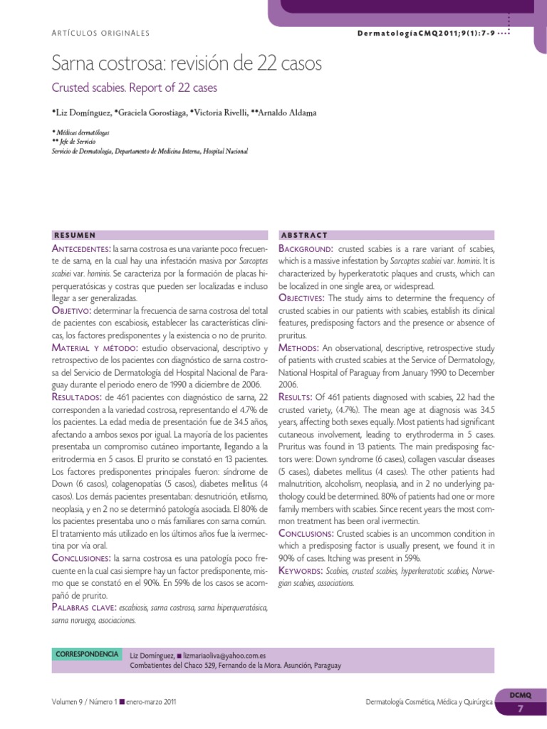 Enfermedades Sarna Costrosa | PDF | Inmunología | Condiciones cutáneas