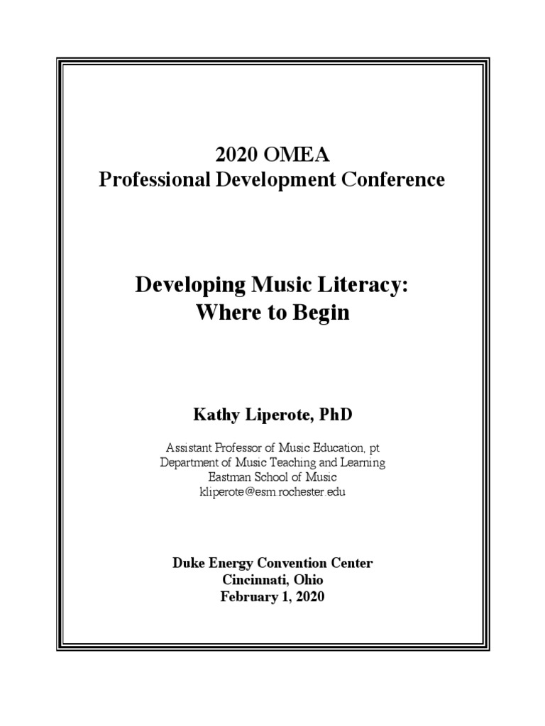 2020 OMEA Professional Development Conference Developing Music