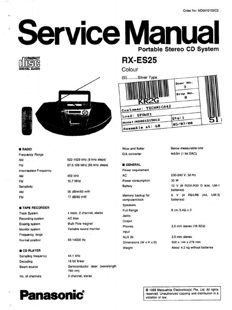Panasonic Rx-Es25 (ET) | PDF | Technology & Engineering