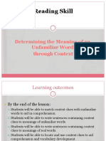 Determining The Meaning of An Unfamiliar Word Through Context