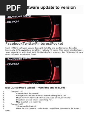 Audi a8 mmi 2g software updates