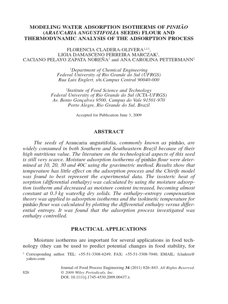 Modeling Water Adsorption Isotherms of P PDF | PDF | Adsorption | Enthalpy