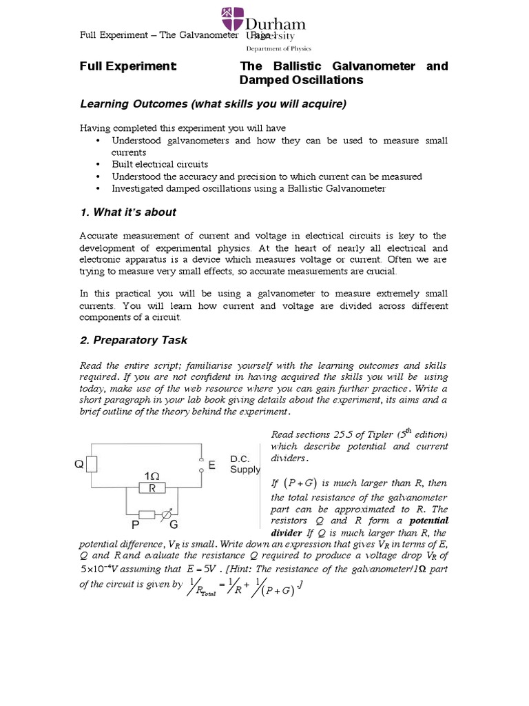 Ballistic Galvanometer PDF | PDF | Electrical Resistance And ...