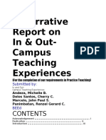A Narrative Report On in & Out-Campus Teaching Experiences: Submitted by