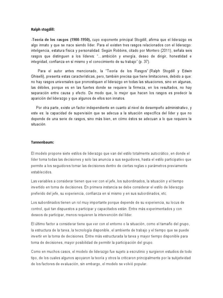 Ralph stogdill:: -Teoría de los rasgos (1900-1950), | Liderazgo ...