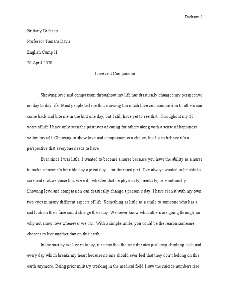 essay about love and compassion