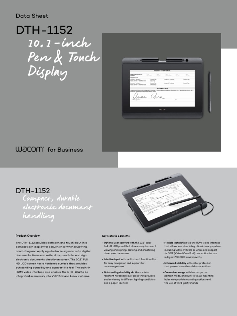 10.1-Inch Pen & Touch Display: Data Sheet | PDF | Display Resolution ...