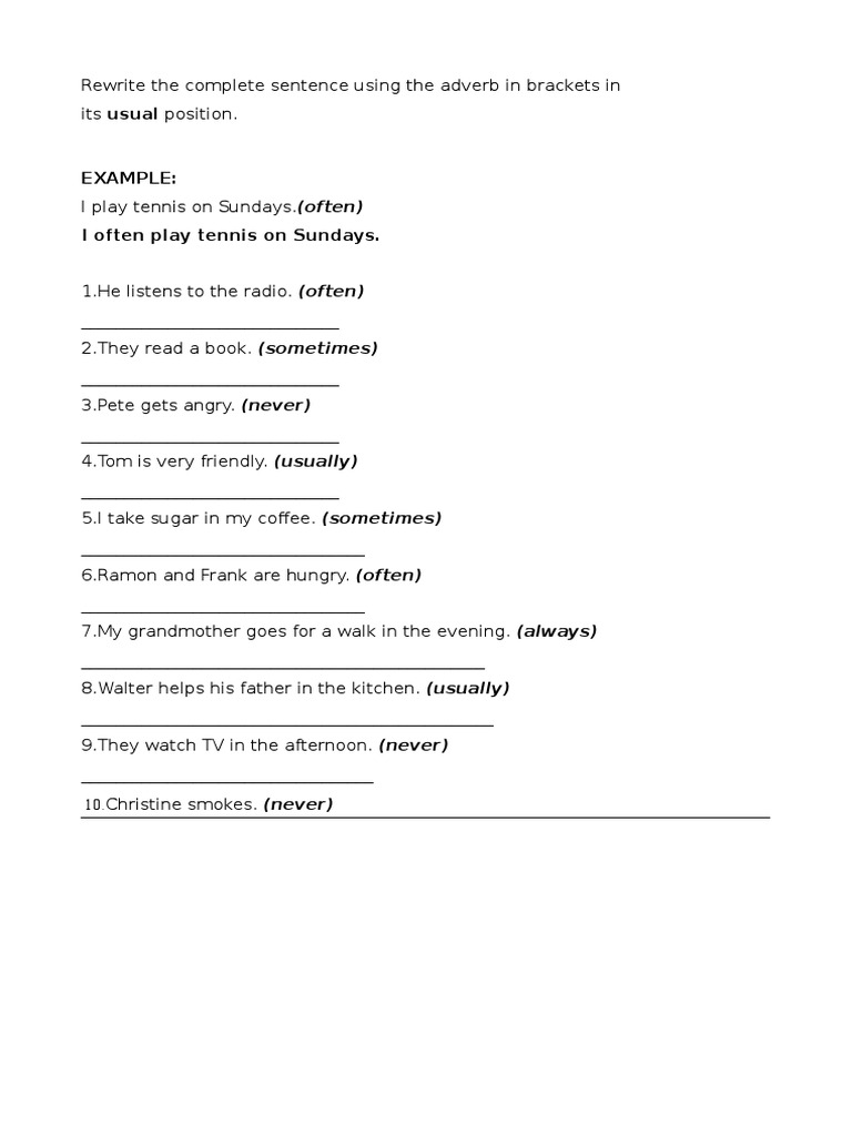 Adverbs of Frequency Position | PDF
