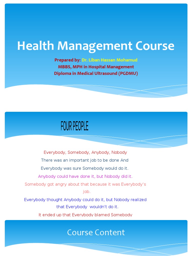 Comprehensive Health Management Course | PDF | Health Administration ...