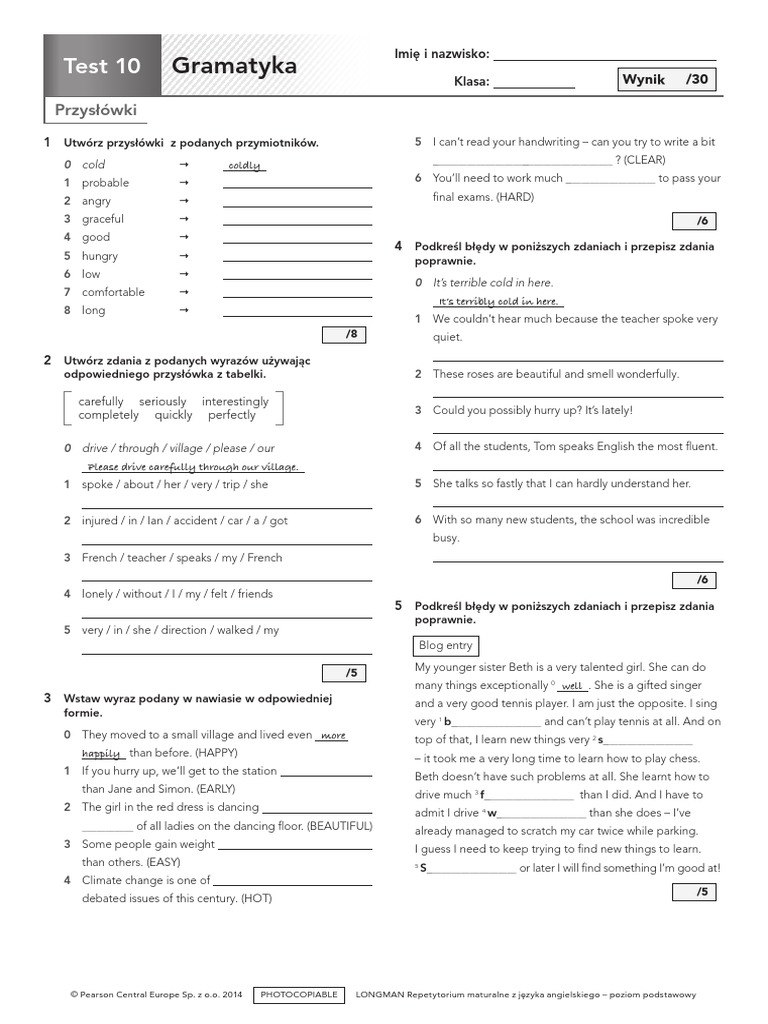 Gramatyka Test 10 Pdf