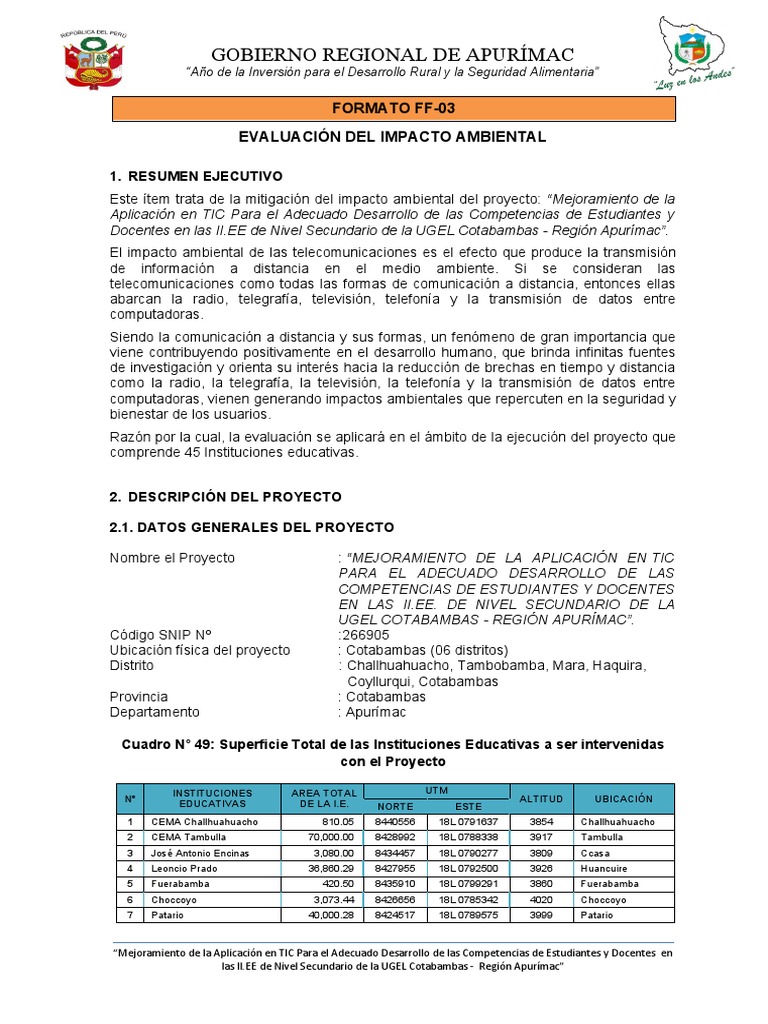 0500 FF-03 EVALUACION DEL IMPACTO AMBIENTAL - Ok | PDF | Residuos ...