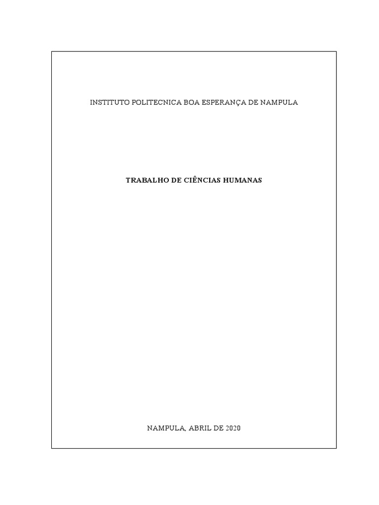 Capa para Trabalho de Ciências Humanas | PDF | Enfermagem | Unidade de ...