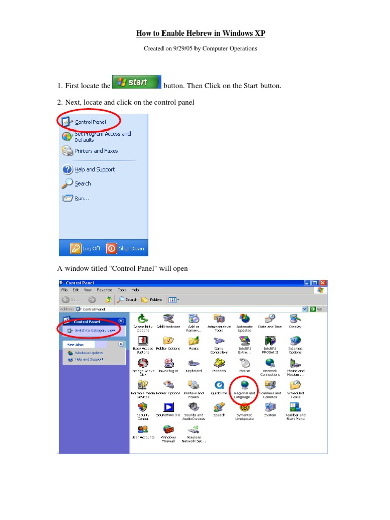 Enable Hebrew Language in Windows XP | PDF | Keyboard Shortcut | Areas ...
