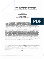 An Exploratory Investigation of Sportsmanship Attitudes Among College Student Basketball Fans