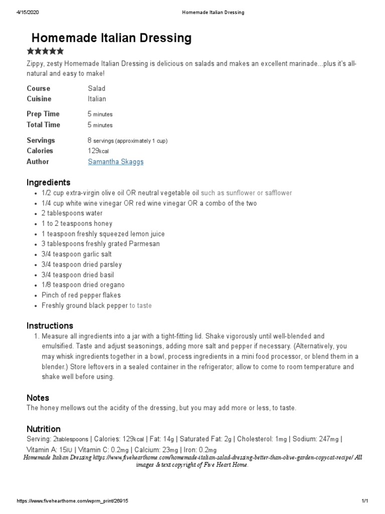 Homemade Italian Dressing