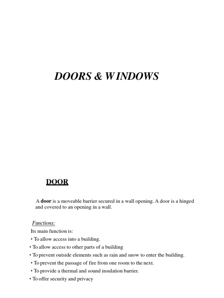 Door Types and Functions Explained | PDF | Window | Door