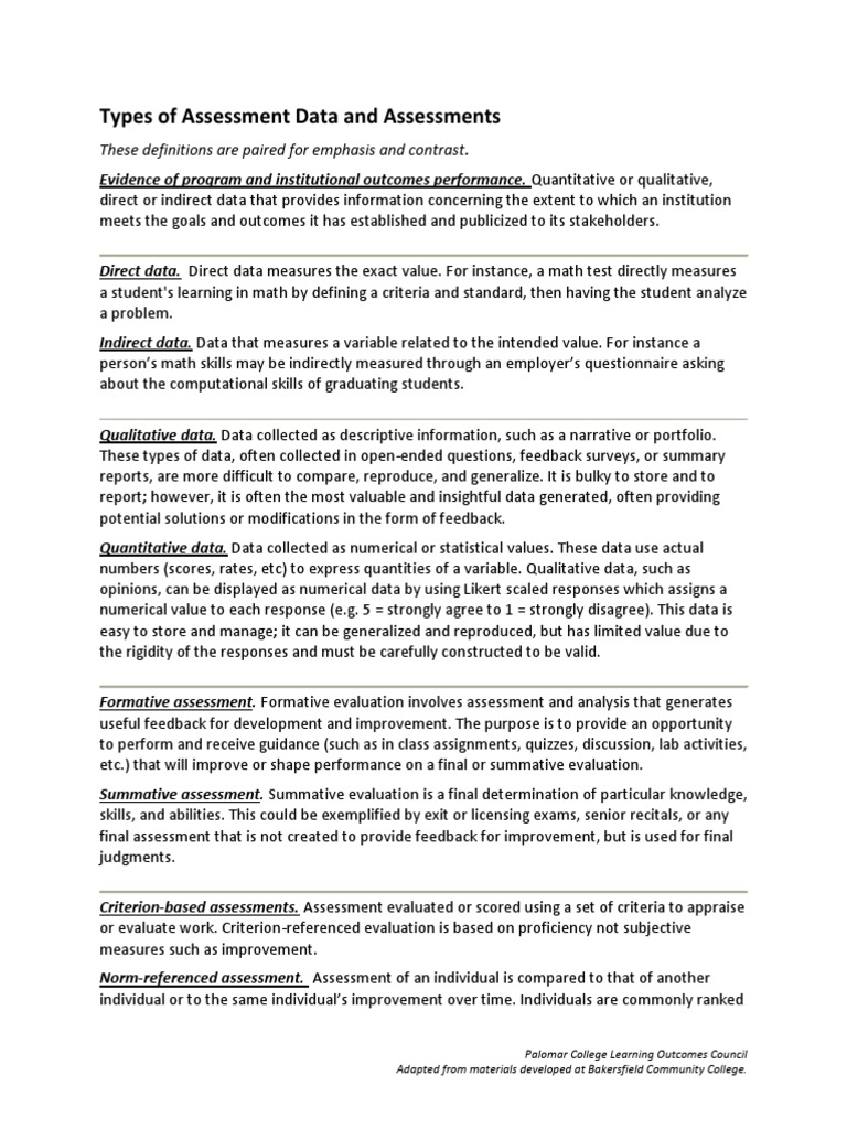 Types of Educational Assessments Explained | PDF | Educational ...
