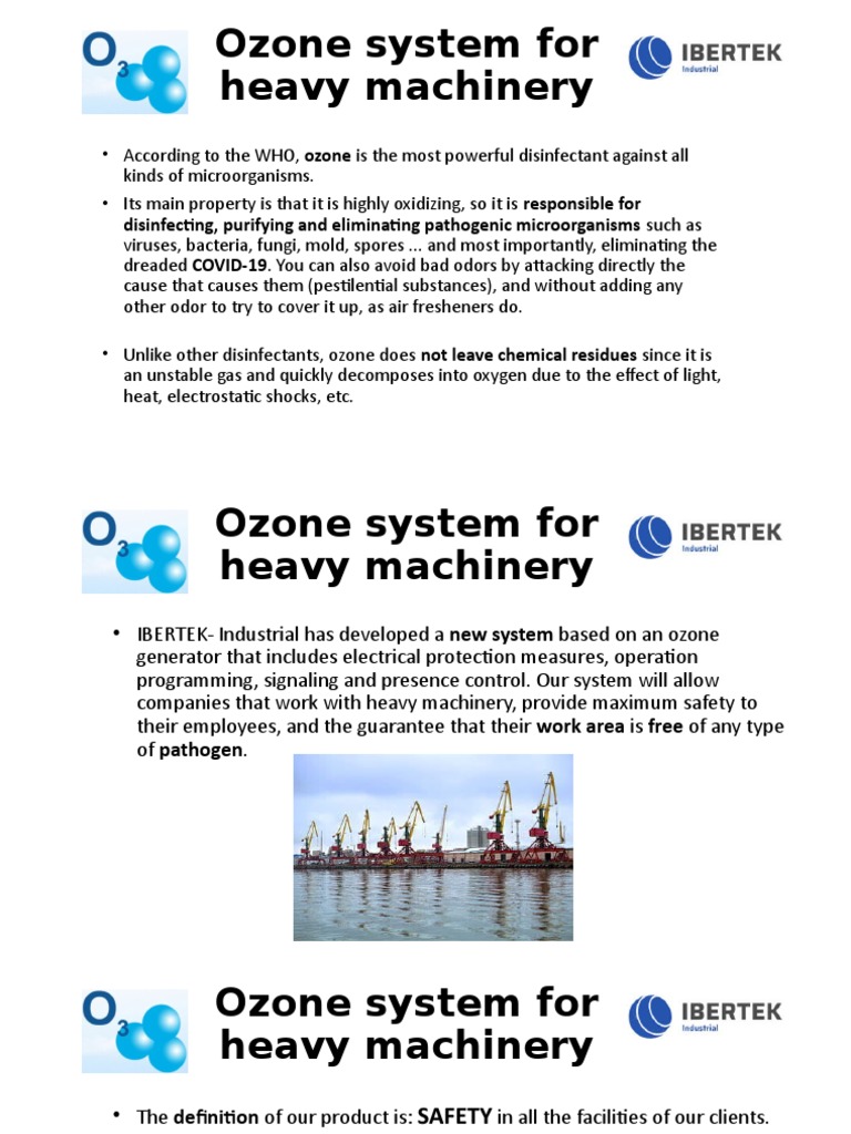 Ozone Disinfection System for Heavy Machinery | PDF