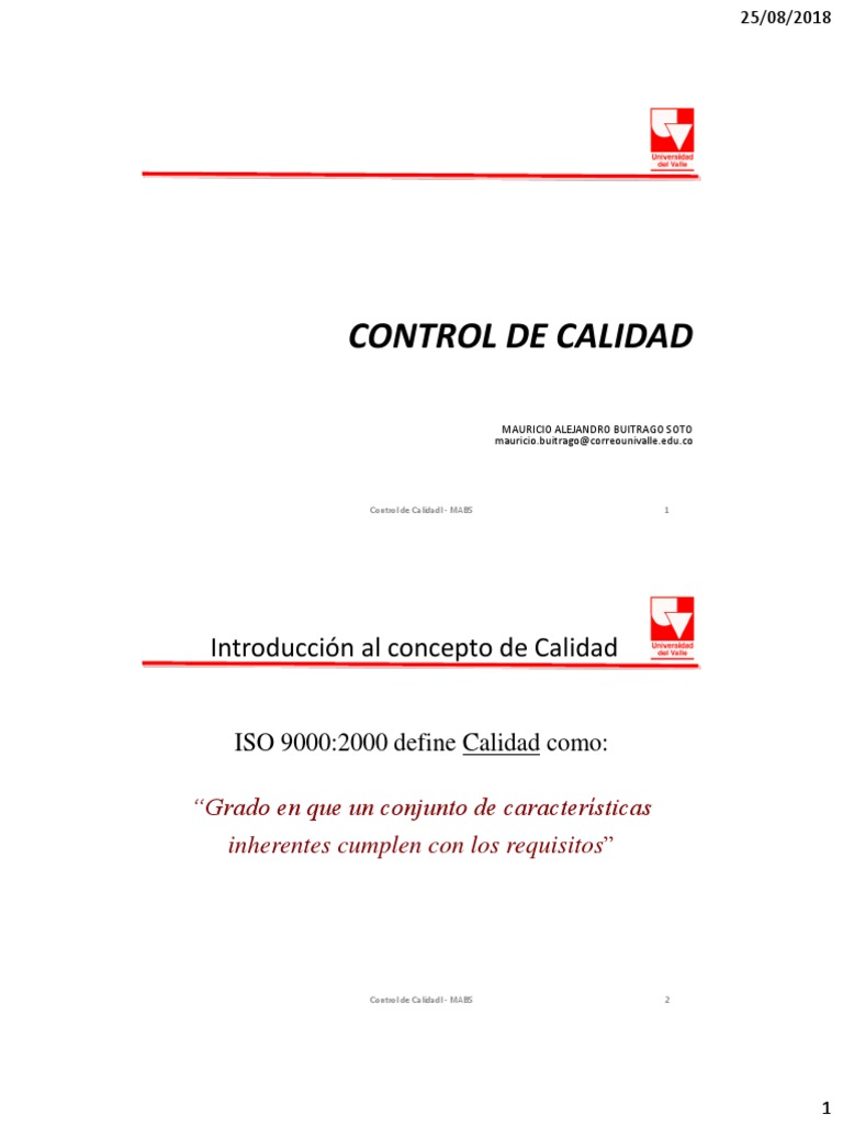 Introducción al Control de Calidad | PDF | Gestión de la calidad ...