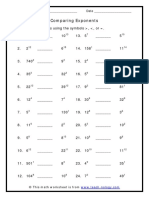 Comparing Exponents: Name - Date