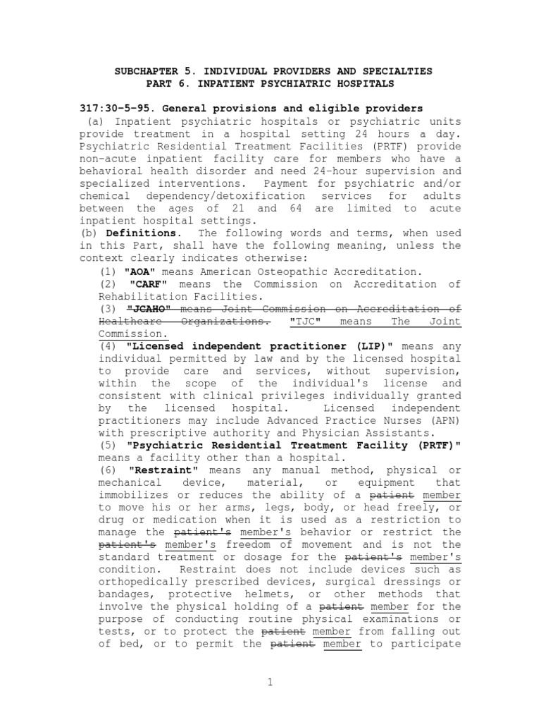 10-30 Inpatient Psych Rules | PDF | Psychiatry | Patient