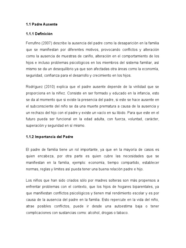 Impacto de la Ausencia Paterna en Niños | PDF | Familia | Adultos