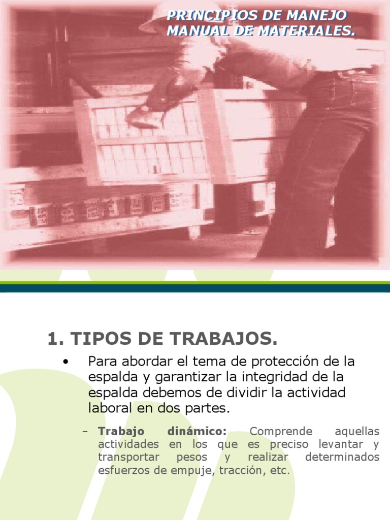 Principios de Manejo Manual de Materiales | PDF | La columna vertebral ...