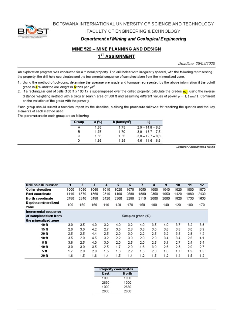 MINE 522 Assignment: Ore Grade Analysis | PDF | Mining | Nature