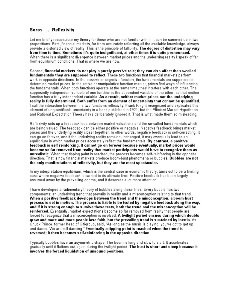 Soros' Theory of Reflexivity Explained | PDF | Reflexivity (Social ...