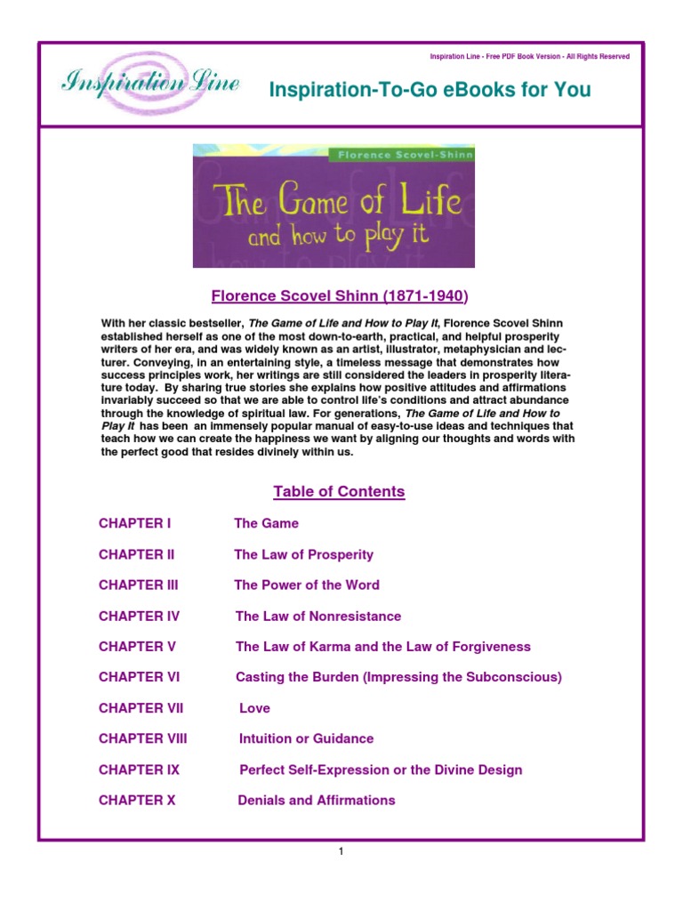 The Game of Life ND How To Play It by Florence Scovel Shinn | PDF ...