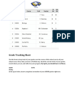 Grade Tracking Sheet: Name: Date: PJ King