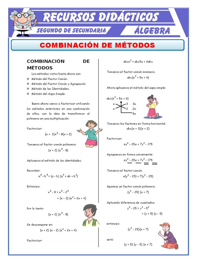 Combinación de Métodos para Segundo de Secundaria | PDF | Álgebra ...