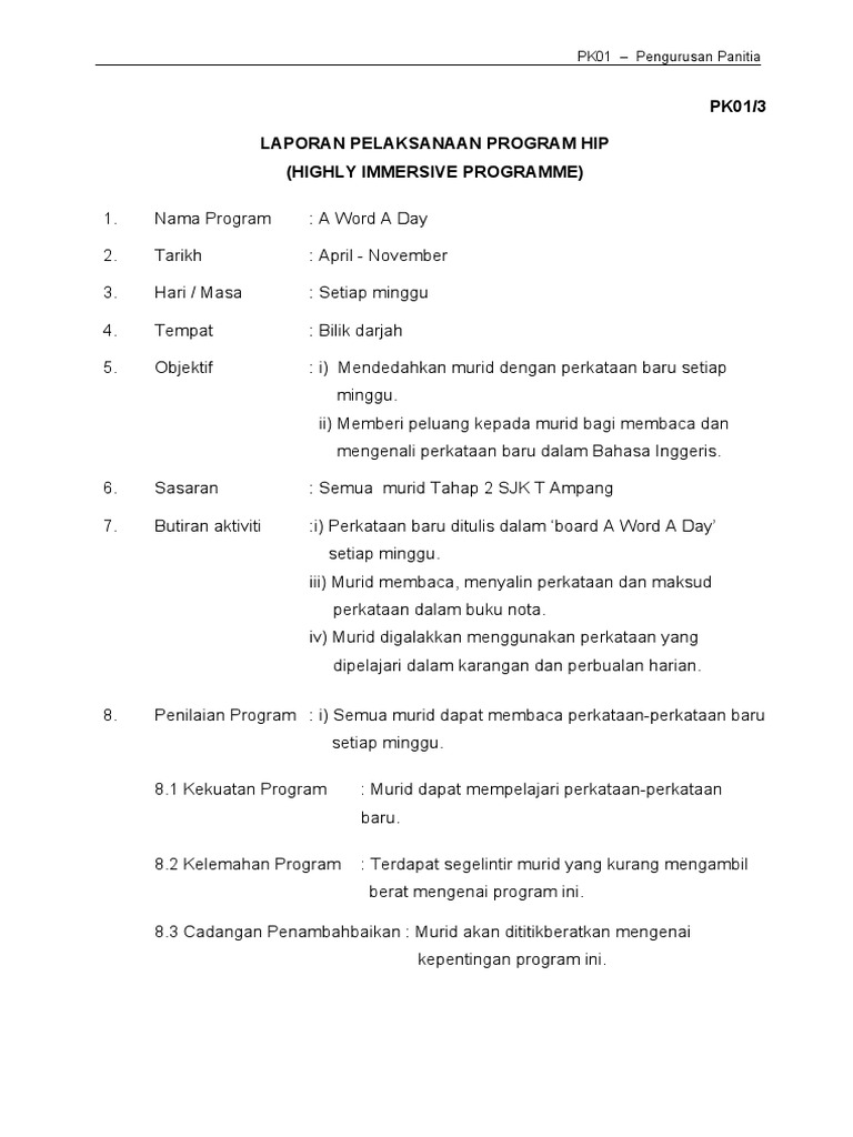 Laporan Word A Day Hip Pdf