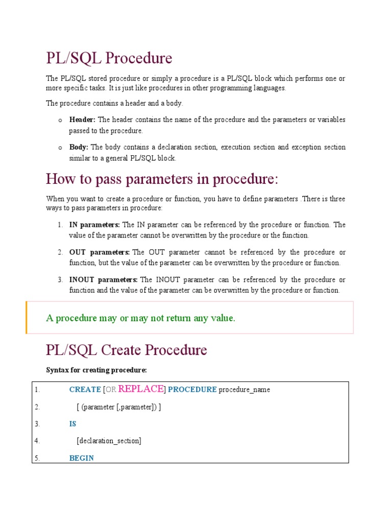 Difference Between Procedure and Function | PDF | Subroutine ...