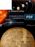 Sistema Solar - Características dos planetas