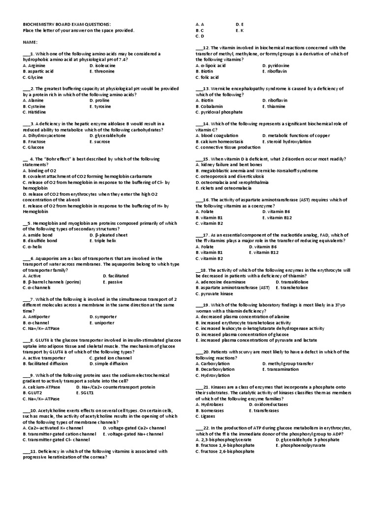 Biochemistry Board Exam Questions A Comprehensive Review of Key Topics