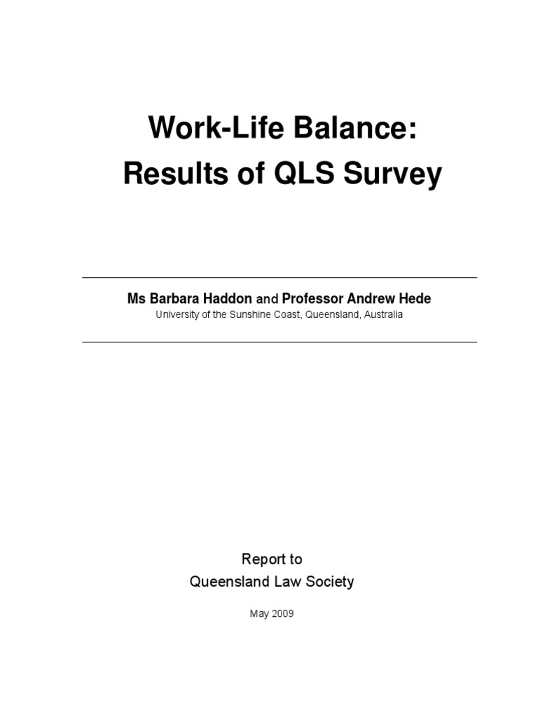 QLS Work-Life Balance Survey Results | PDF | Work–Life Balance ...