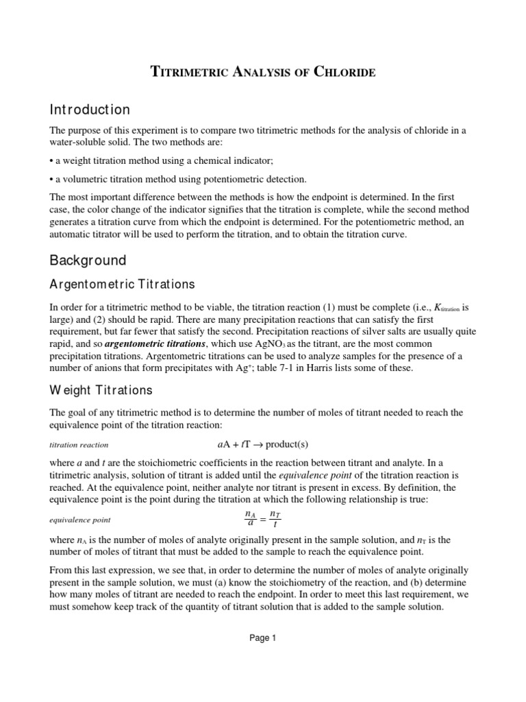 Argentometric Titration Methods | PDF | Titration | Chemistry