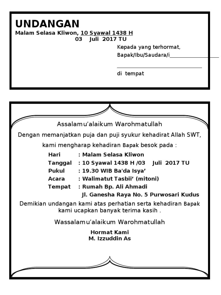 Undangan MITONI | PDF